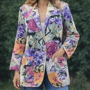 San Moire 90s Floral Blazer Women's Small USA Blend 36 Chest